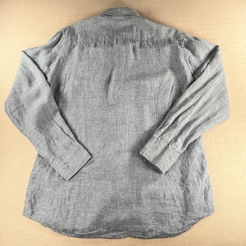 Baldessarini Button Down Shirt Mens L 42 Blue 100% Linen BLD-Hugh Long Sleeve - Picture 3 of 7